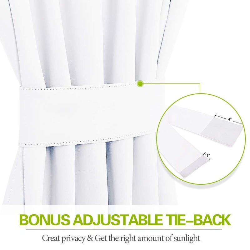 PONY DANCE Glass Door Curtain - Window Treatments Panels Solid Energy Efficient Rod Pocket for Metal French Patio Door Panel with Tieback, 54 x 72 inches, Pure White, Single Piece - Image 3